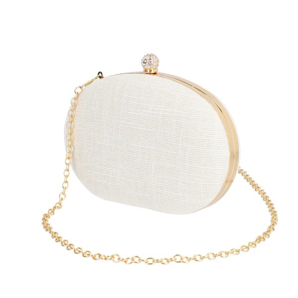 Clutch cu Pietre - Geanta dama evenimente din material sintetic Alb (BS5861LK2306724)