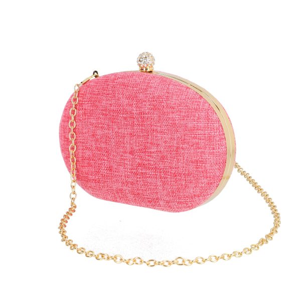Clutch cu Pietre - Geanta dama evenimente din material sintetic Fucsia (BS5861LK2306728)