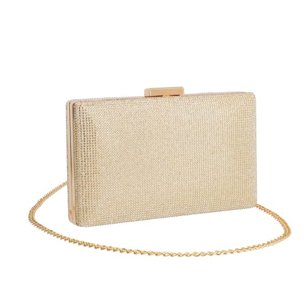 Clutch cu Pietre - Geanta de evenimente femei din material sintetic cu pietre auriu BS5839LK2306742