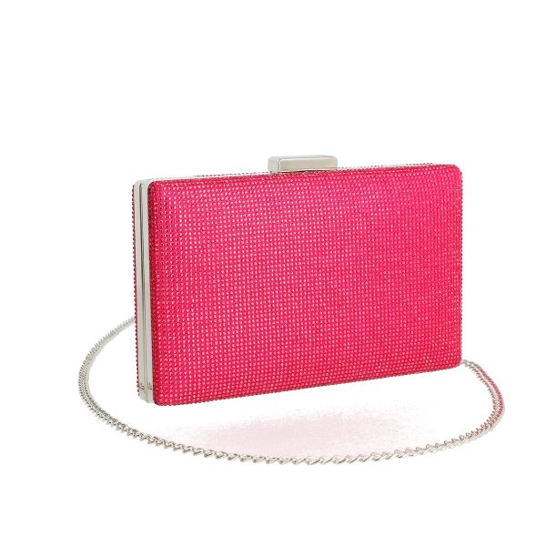 Clutch cu Pietre - Geanta de evenimente femei din material sintetic cu pietre fucsia BS5839LK2306743