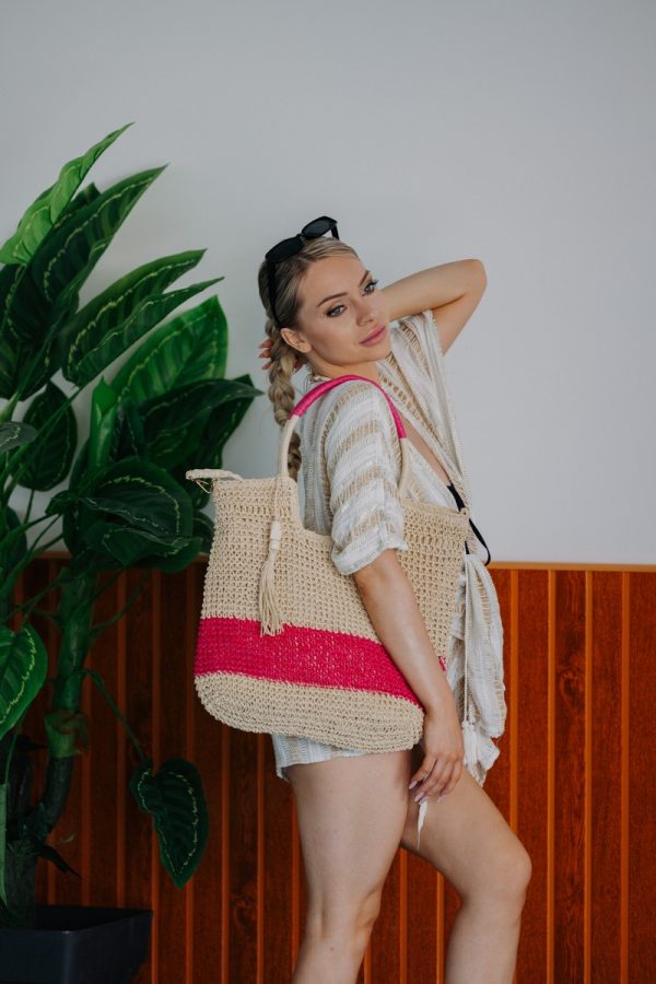 Geanta de plaja cu ciucuri Roz Turbo Bags (BS931B2306036) 119