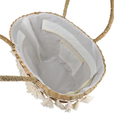 Geanta de Plaja Paie Naturale cu Dantela culoare Negru (BS2306027)