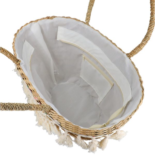 Geanta de Plaja Paie Naturale cu Dantela culoare Rosu (BS2306023) 119