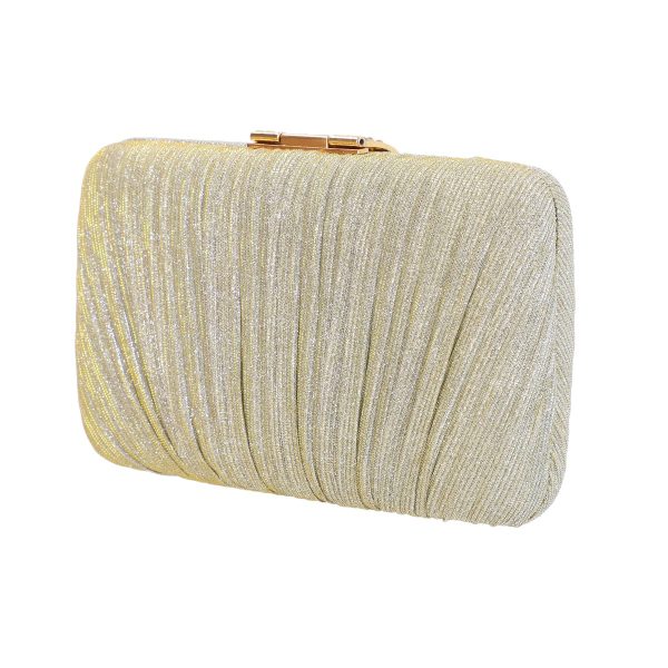 Geanta evenimente de dama din material sidefat auriu inchidere cu accesoriu pietre BS8810Z2306750 120