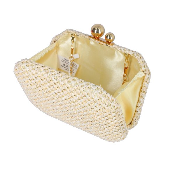 Geanta evenimente de dama din material sintetic bej inchidere cu accesoriu metalic BS4822SX2306758 120