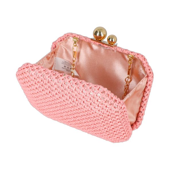 Geanta evenimente de dama din material sintetic roz inchidere cu accesoriu metalic BS4822SX2306757 120