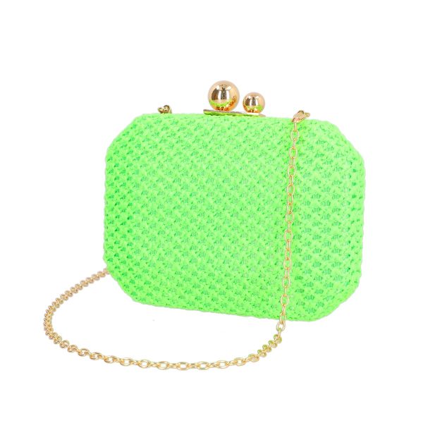 Clutch cu Pietre - Geanta evenimente de dama din material sintetic verde inchidere cu accesoriu metalic BS4822SX2306756