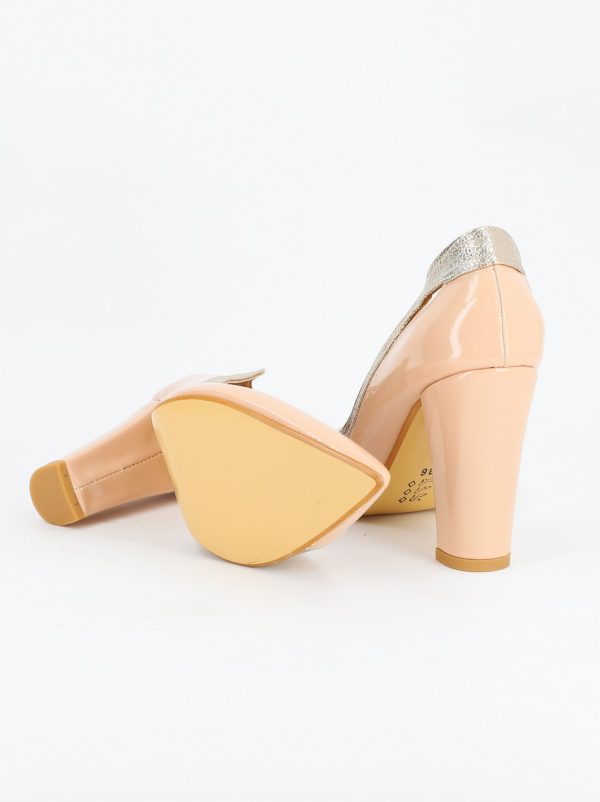 Pantofi Dama cu Toc ascutit Piele Eco Bej-Auriu (BS984PT2305412) 119