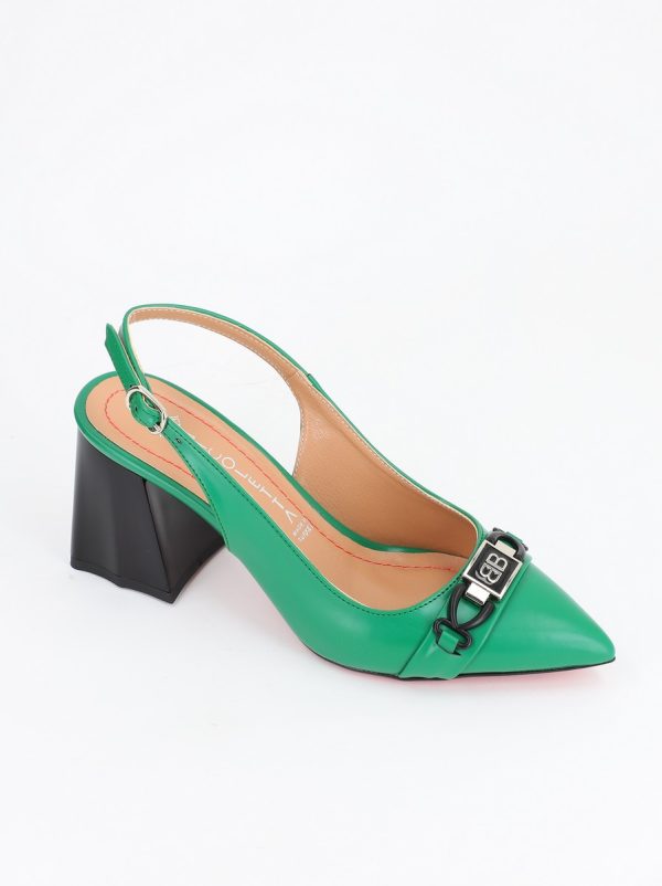 Incaltaminte Dama - Pantofi Dama cu Toc ascutit Piele Eco Verde BS742PT2305417