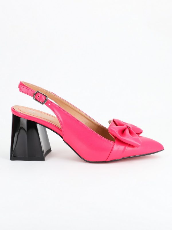 Pantofi Dama cu Toc ascutit si cu fundita Piele Eco Fuchsia BS741PT2305407 121