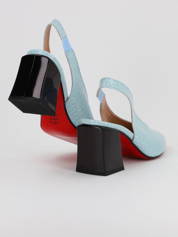 Pantofi Dama cu Toc Gros Varf Ascutit Piele Ecologica Albastru (BS7261AY2305521) 119