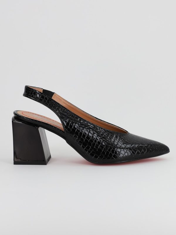 Pantofi Dama cu Toc Gros Varf Ascutit Piele Ecologica Negru (BS7261AY2305520) 121