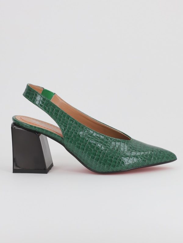 Pantofi Dama cu Toc Gros Varf Ascutit Piele Ecologica Verde (BS7261AY2305524) 120