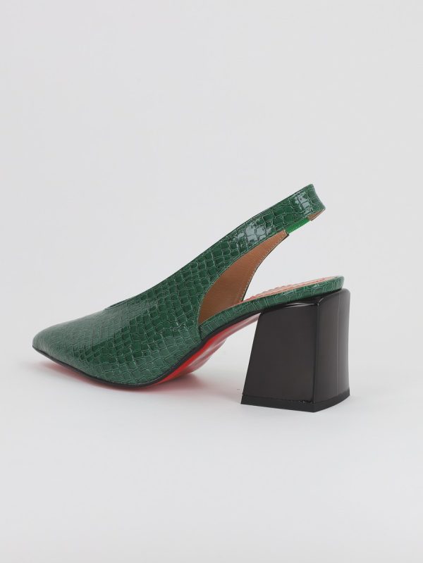 Pantofi Dama cu Toc Gros Varf Ascutit Piele Ecologica Verde (BS7261AY2305524) 122