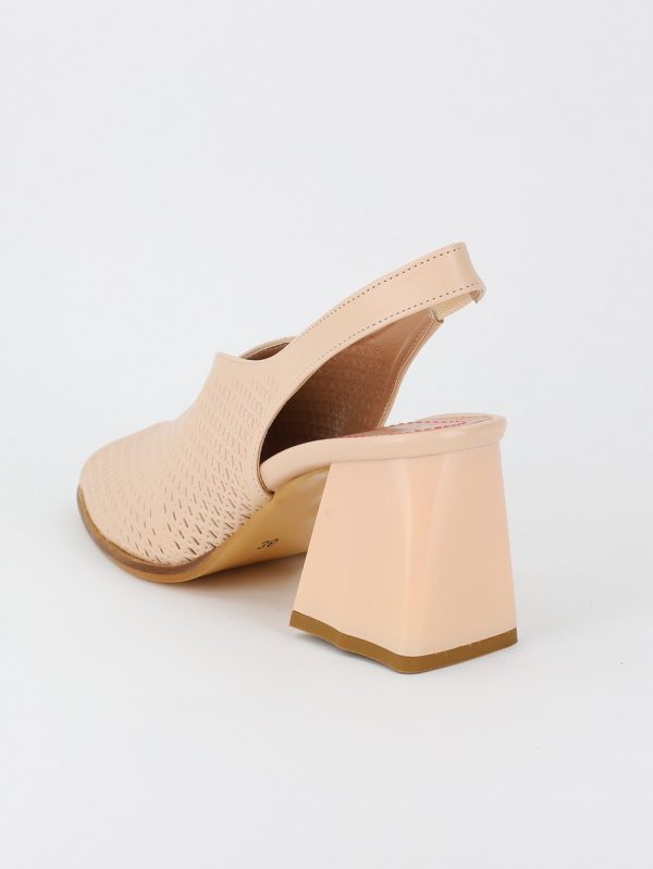 Pantofi Dama cu Toc Gros Varf Rotund Piele Ecologica Bej (BS642SN2305471) 120