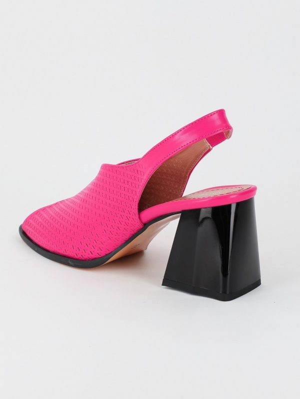 Pantofi Dama cu Toc Gros Varf Rotund Piele Ecologica Fuchsia (BS642SN2305475) 119