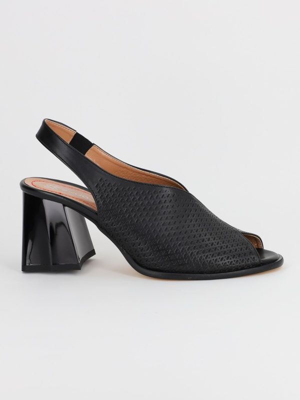Pantofi Dama cu Toc Gros Varf Rotund Piele Ecologica Negru (BS642SN2305477) 119