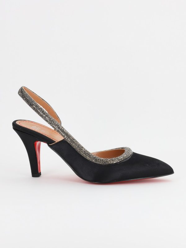 Pantofi Dama cu Toc subtire varf ascutit Negru Platina (BS707AY2305512) 119