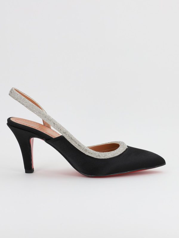 Pantofi Dama cu Toc Subtire Varf Ascutit Negru argintiu (BS707AY2305516) 119