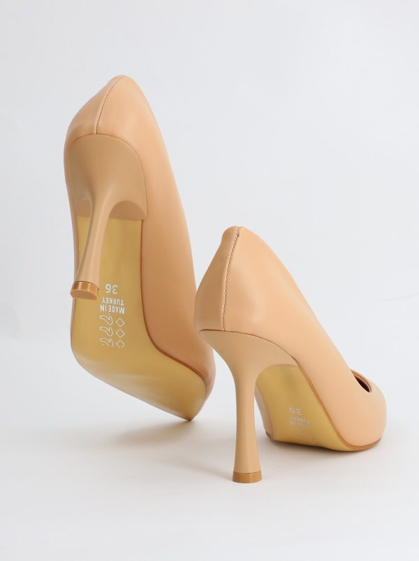 Pantofi Dama cu Toc varf ascutit Piele Eco Bej (BS8901AY2305435) 124
