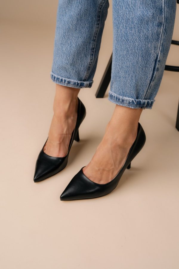 Pantofi Dama cu Toc varf ascutit Piele Eco Negru (BS8901AY2305436) 127