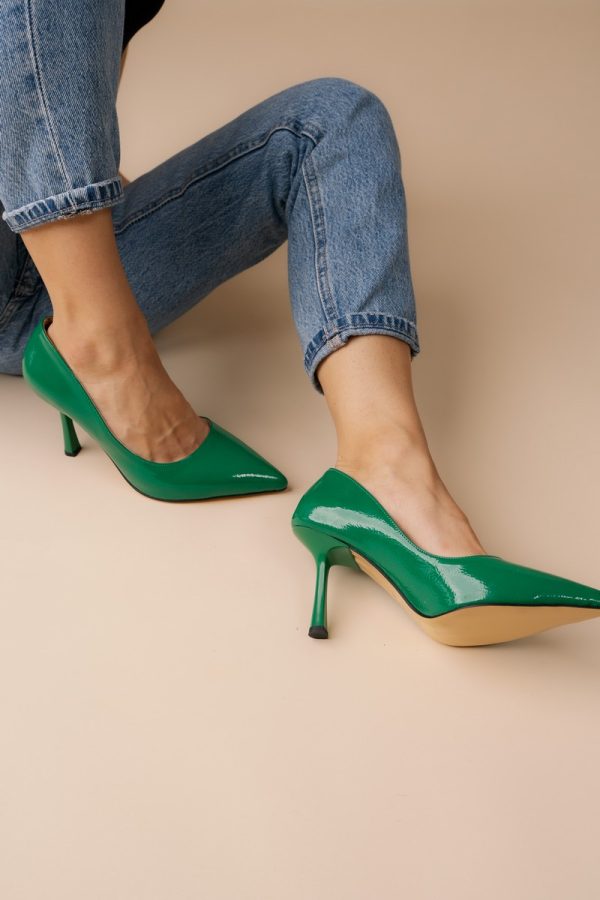 Pantofi Dama cu Toc varf ascutit Piele Eco Verde (BS8901AY2305431) 121