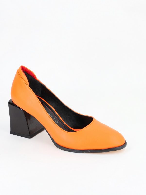 Pantofi Dama Piele Ecologica cu Toc Portocaliu - BS612PT2305401 121