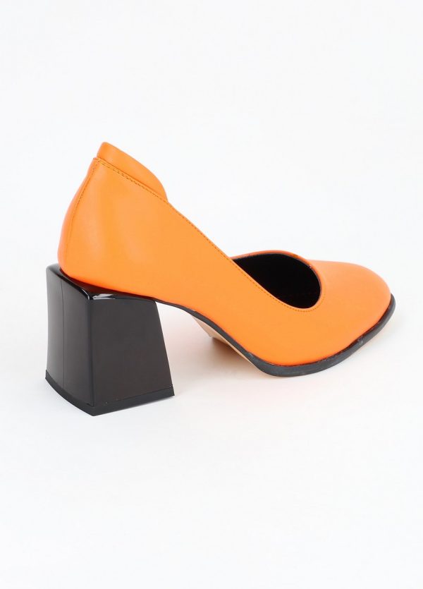 Pantofi Dama Piele Ecologica cu Toc Portocaliu - BS612PT2305401 120