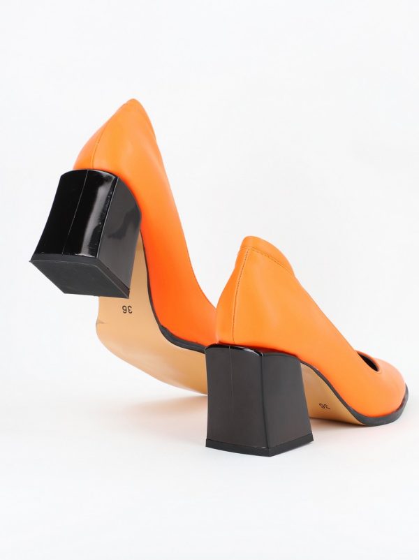 Pantofi Dama Piele Ecologica cu Toc Portocaliu - BS612PT2305401 119
