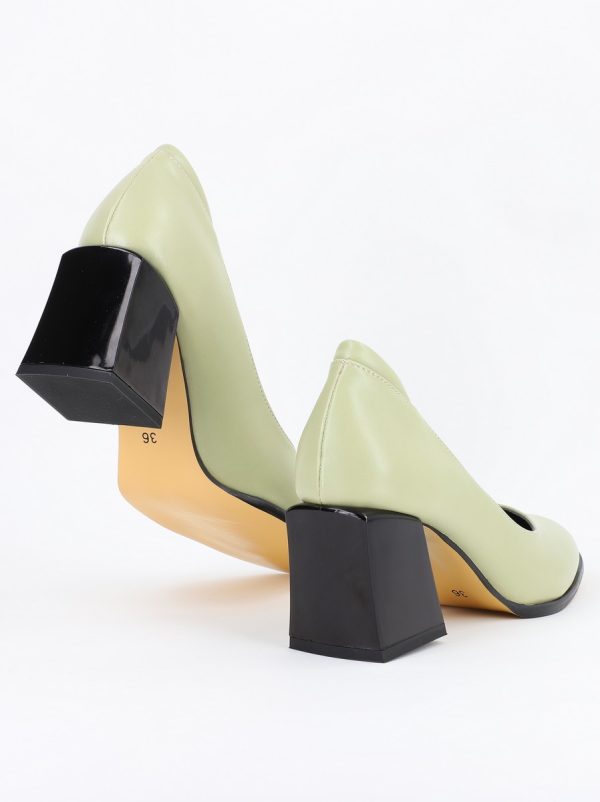 Pantofi Dama Piele Ecologica cu Toc Verde mentă- BS612PT2305402 119