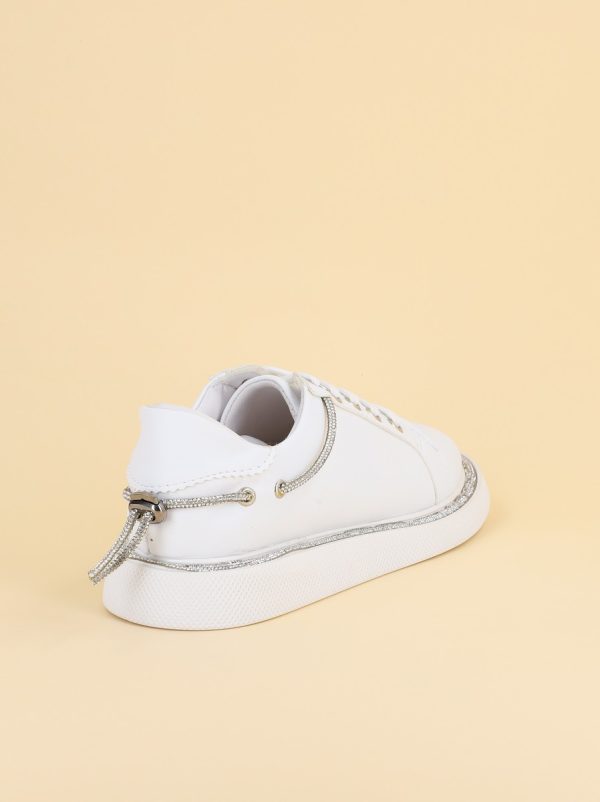 Pantofi Sport Dama Piele Ecologică Alb cu Șiret Talpa Groasa - BS2735SP2305588 122