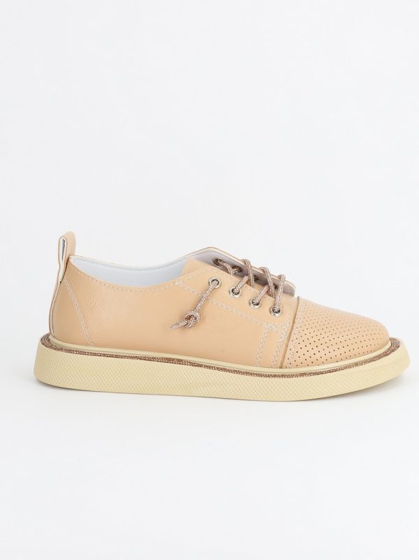 Pantofi Sport Dama Piele Ecologică Bej cu Șiret cristale Talpa Groasa - BS2736SP2305591 120