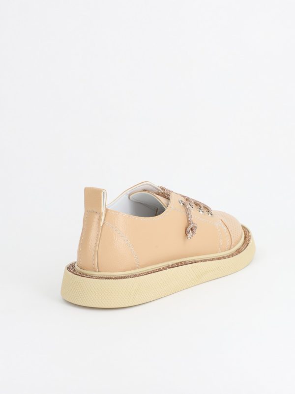 Pantofi Sport Dama Piele Ecologică Bej cu Șiret cristale Talpa Groasa - BS2736SP2305591 121
