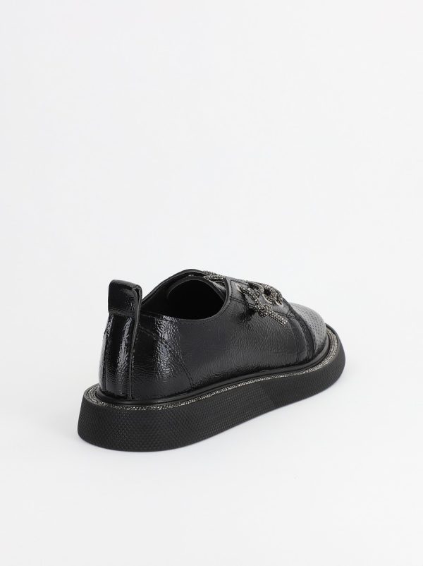 Pantofi Sport Dama Piele Ecologică Negru cu Șiret cristale Talpa Groasa - BS2736SP2305590 121