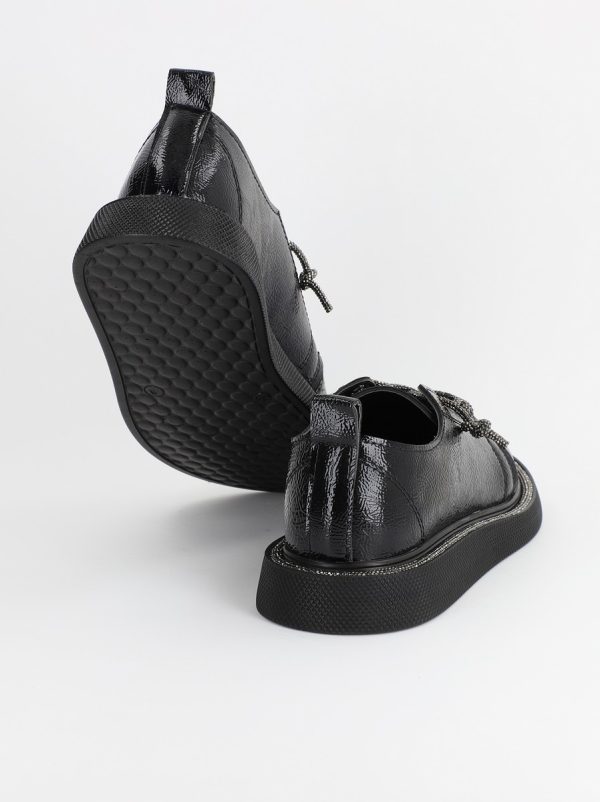 Pantofi Sport Dama Piele Ecologică Negru cu Șiret cristale Talpa Groasa - BS2736SP2305590 119