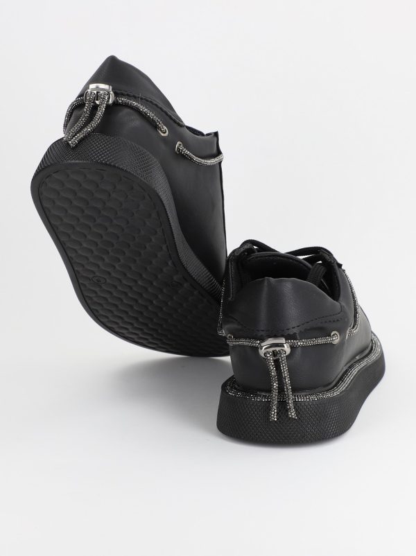 Pantofi Sport Dama Piele Ecologică Negru cu Șiret Talpa Groasa - BS2735SP2305587 119