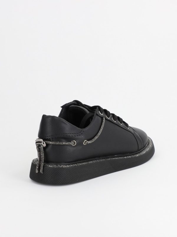 Pantofi Sport Dama Piele Ecologică Negru cu Șiret Talpa Groasa - BS2735SP2305587 122