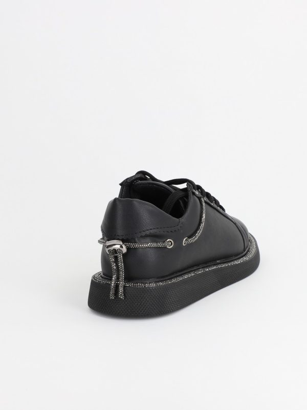 Pantofi Sport Dama Piele Ecologică Negru cu Șiret Talpa Groasa - BS2735SP2305587 123