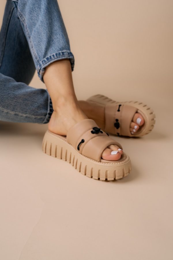 Papuci Dama talpă groasă Piele eco Bej (BS611TR2305561) 124