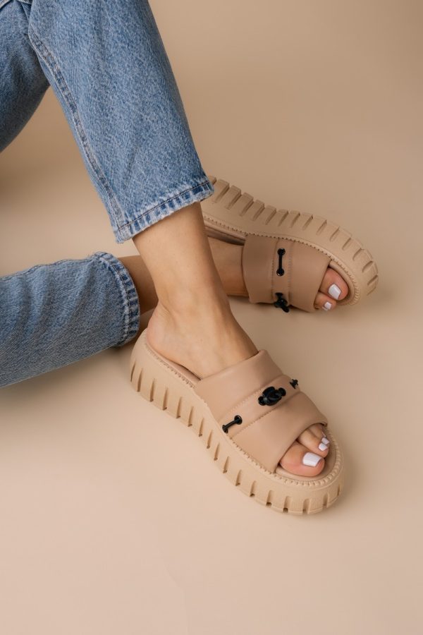Papuci Dama talpă groasă Piele eco Bej (BS611TR2305561) 121