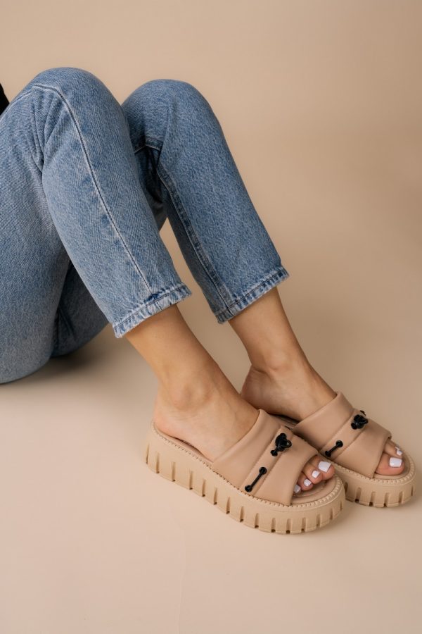 Papuci Dama talpă groasă Piele eco Bej (BS611TR2305561) 125