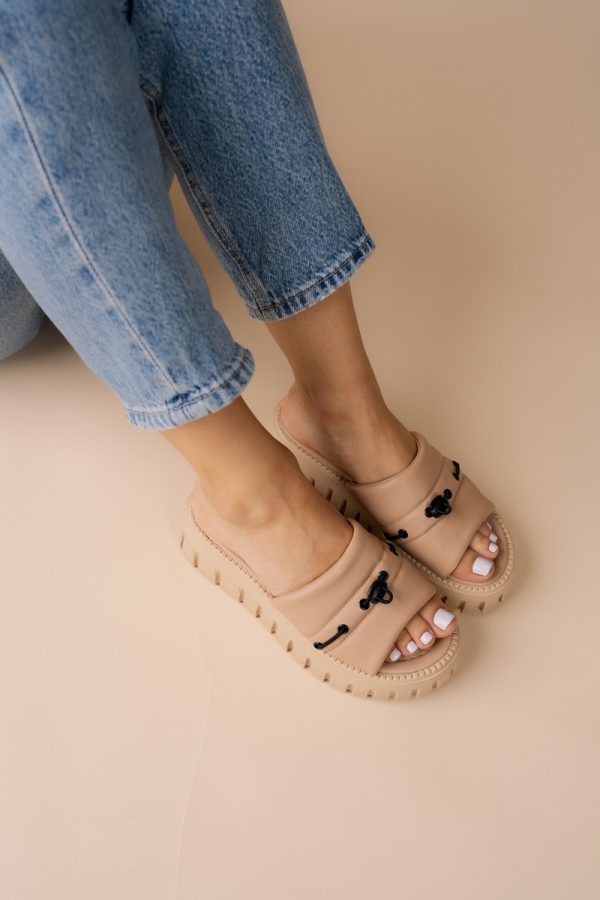 Papuci Dama talpă groasă Piele eco Bej (BS611TR2305561) 119