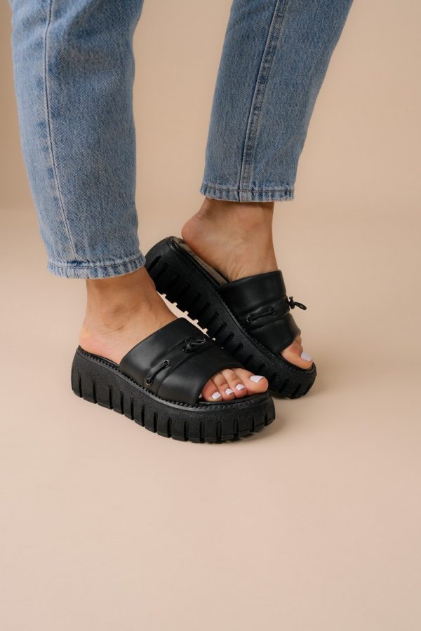 Papuci Dama talpă groasă Piele eco Negru (BS611TR2305559) 126