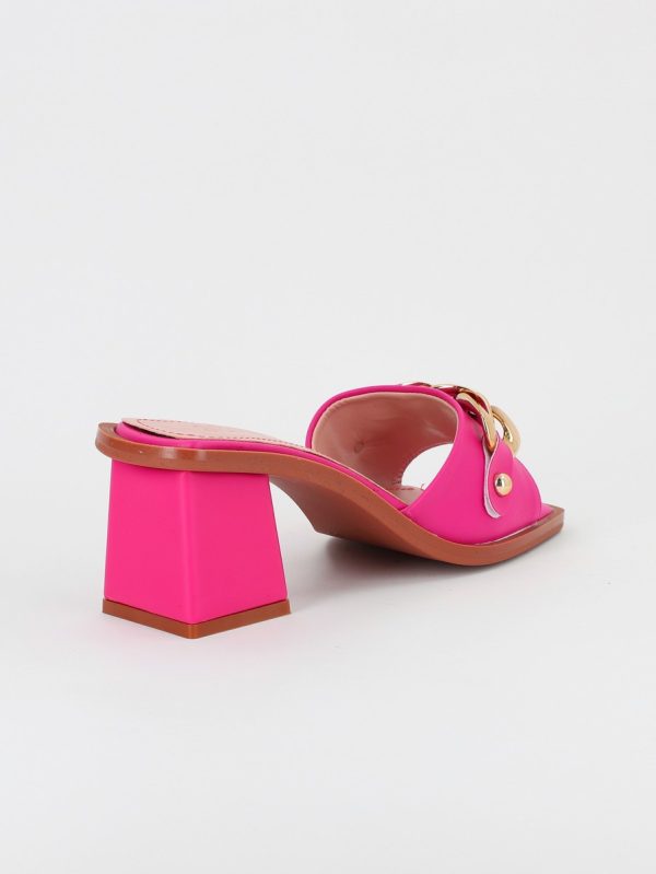 Saboti Dama cu Toc Gros Varf Drept Piele Ecologica Fuchsia (BS064TR2305563) 120