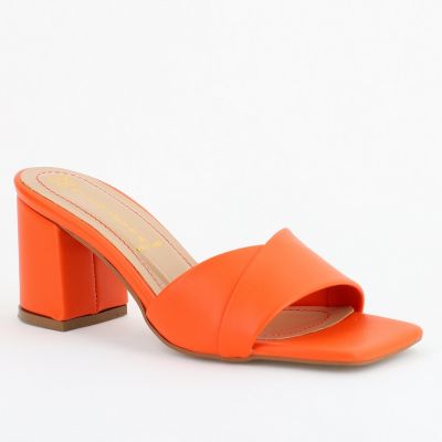 Saboti Dama toc gros Piele eco Portocaliu (BS2055TR2305544)