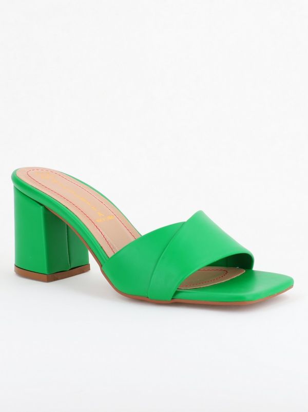 Incaltaminte Dama - Saboti Dama toc gros Piele eco Verde (BS2055TR2305545)