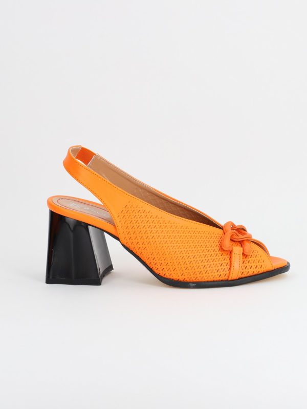 Sandale Toc Gros Varf Rotund Piele Ecologica Portocaliu (BS643SN2305481) 120