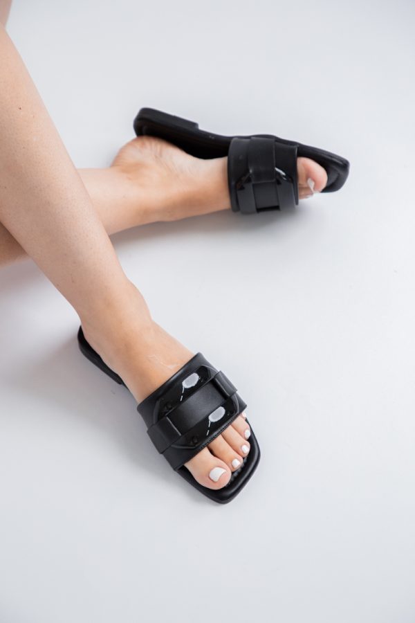 Saboti Dama Piele Ecologica cu ornamente Negru Mat BS208TR2306656 119