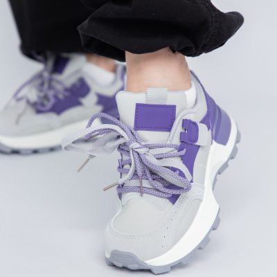 Pantofi sport dama cu sireturi mov (BS259EV2307136)