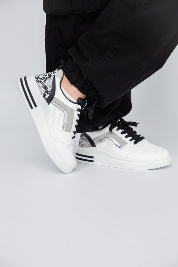 Pantofi sport dama design alb cu negru (BS209EV2307079) 123